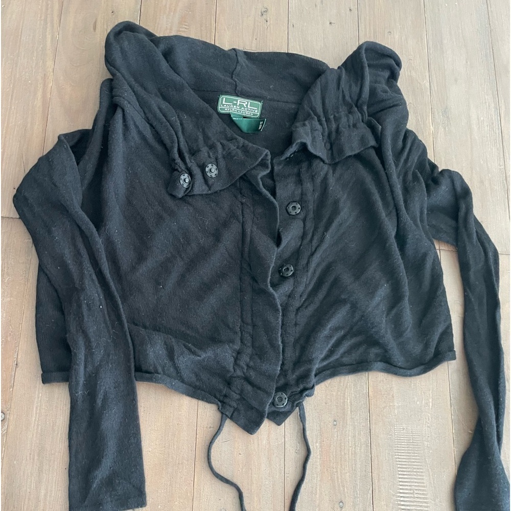 Lauren Ralph Lauren active wool blend black cardigan